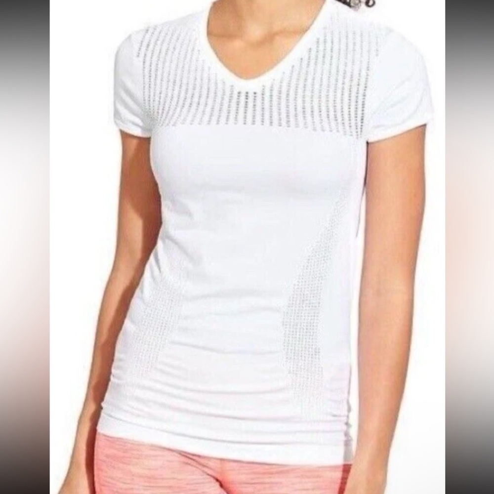 ATHLETA White T Shirt running athletic top Breathable Mesh Medium